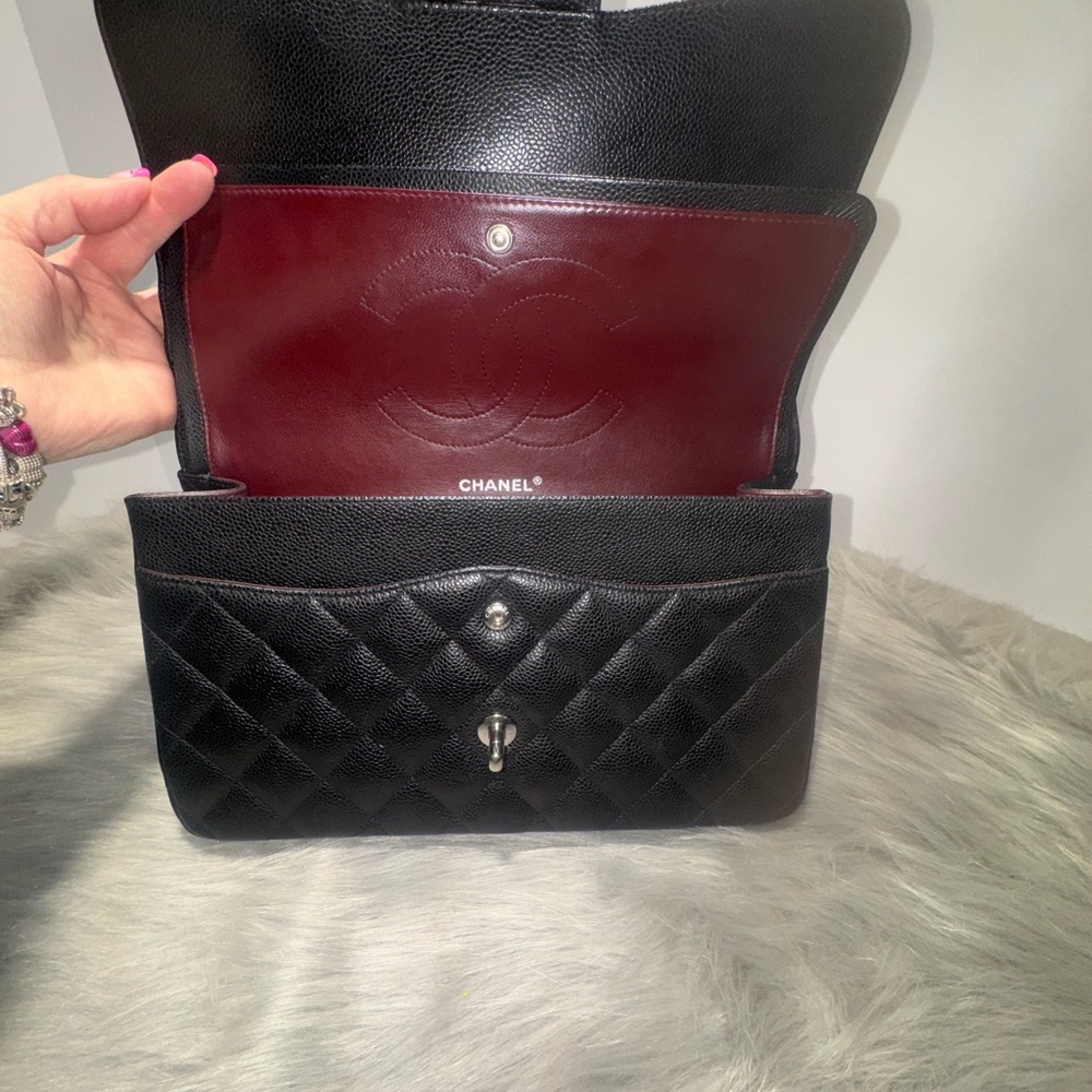 Chanel cavier Jumbo Double Flap Silver Hardware w/COA - Picture 10 of 15
